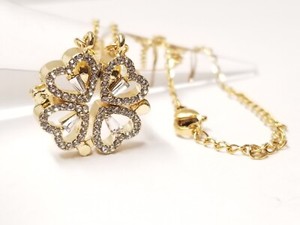 Authentic Gold Plated Over CZ Lucky Clover Convertible Hearts Necklace
