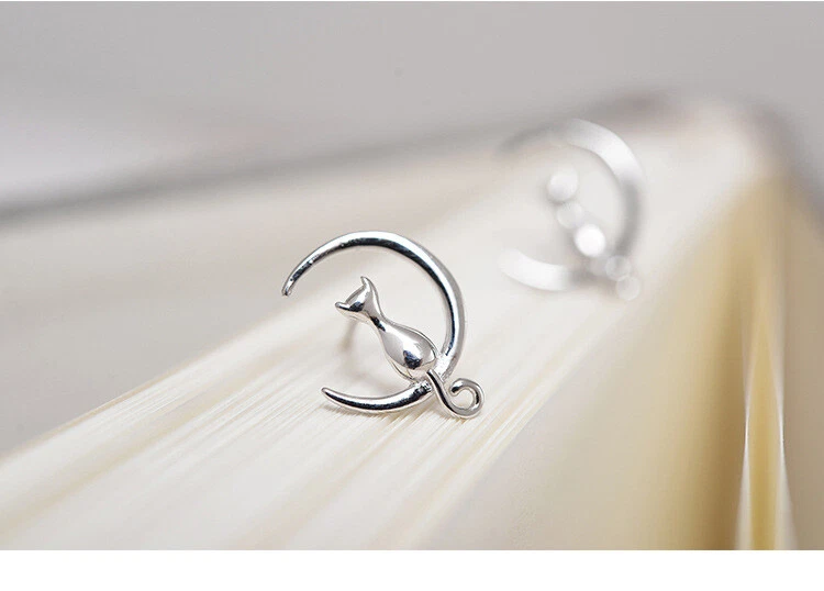 Katze Ohrstecker Sterling Silber 925 Damen Mädchen Kinder Ohrringe - Bild 2 von 4