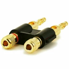 5 Pack Dual Banana Plug Gold Screw Type