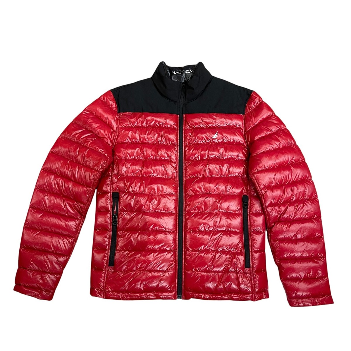 Nautica Mens Wind and Water Resistant Reversible Quilted Puffer