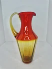 Vintage MCM Blenko Glass 6410 Optic Pitcher In Tangerine 11” Stunning