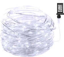 33Ft 100 LED Fairy String Lights, Waterproof White Copper Wire