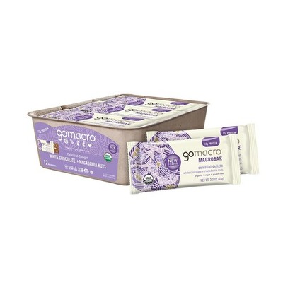 GoMacro MacroBar Organic Vegan Protein Bars - White Chocolate + Macadamia Nuts