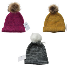 Old Navy Girls Faux Fur Pom Knit Winter Fashion Beanie Hat - Choose Size  Color