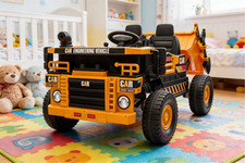 12V 2-Seater Kids Ride-On Dump Truck 6-Wheel RC Lift Bed Shovel Yellow