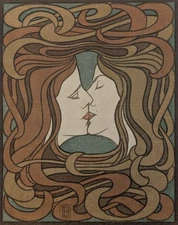 Der Kuss Peter Behrens First Edition Woodcut Print from Volume IV, no. 2 of PAN