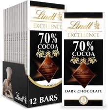 3.5 oz. (12 Pack), Dark Chocolate Candy, EXCELLENCE 70% Cocoa Dark Chocolate Bar