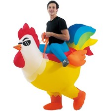 Inflatable Adult Halloween Costumes Blow up Chicken Ride on Rooster Costume f...