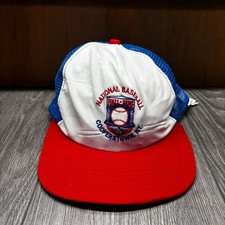 Vintage New Era Baseball Hall of Fame Trucker Hat Snapback Made in USA Blue Red