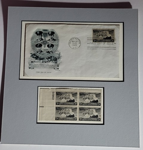 Heroic Chaplains FDOI 3c 1948 Stamp #956 Washington Matted 9x9 FDC Cachet WWII - Picture 1 of 6