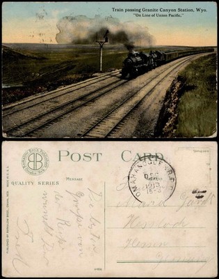 USA United States of America Train Granite Canyon  Wyoming Dampflokomotive 1913