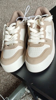 Calvin Klein Jeans Men's Beige White Lace Up Low Top Athletic Sneakers Textile