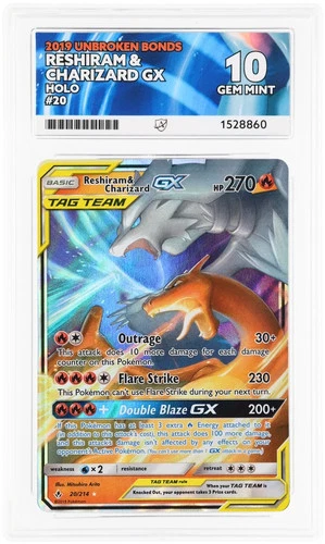 ACE 10 Reshiram & Charizard Gx 20/214 Unbroken Bonds Gem Mint Pokemon