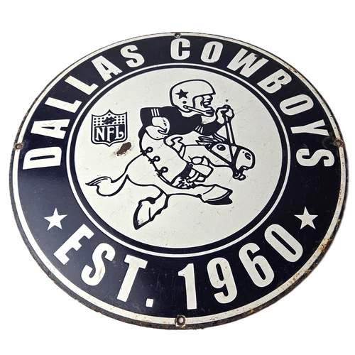 Vintage Dallas Cowboys Porcelain Sign - Texas Football NFL Gas Pump Sign