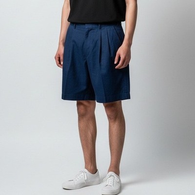 Vintage Smith's Of Bermuda Men's Pleated Irish Linen Shorts Blue Size 36 Casual