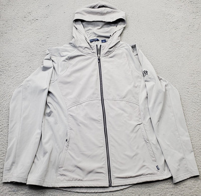 Cutter & Buck Golf Jacket Womens L Gray Athletic Fit Zip Pockets Hooded Full Zip