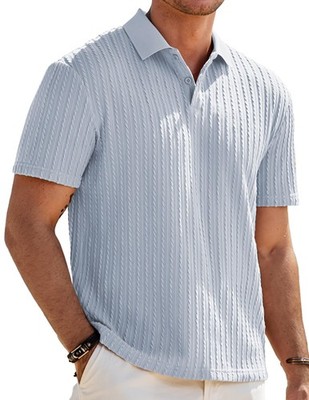 Mens Old Money Style Polo Shirt Short Sleeve Summer Knit Breathable 2-Button