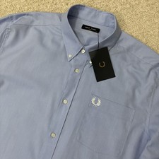 Image of Fred Perry Oxford Shirt Mens 2XL XXL Blue Long Sleeve Mod 60s Ska BNWT