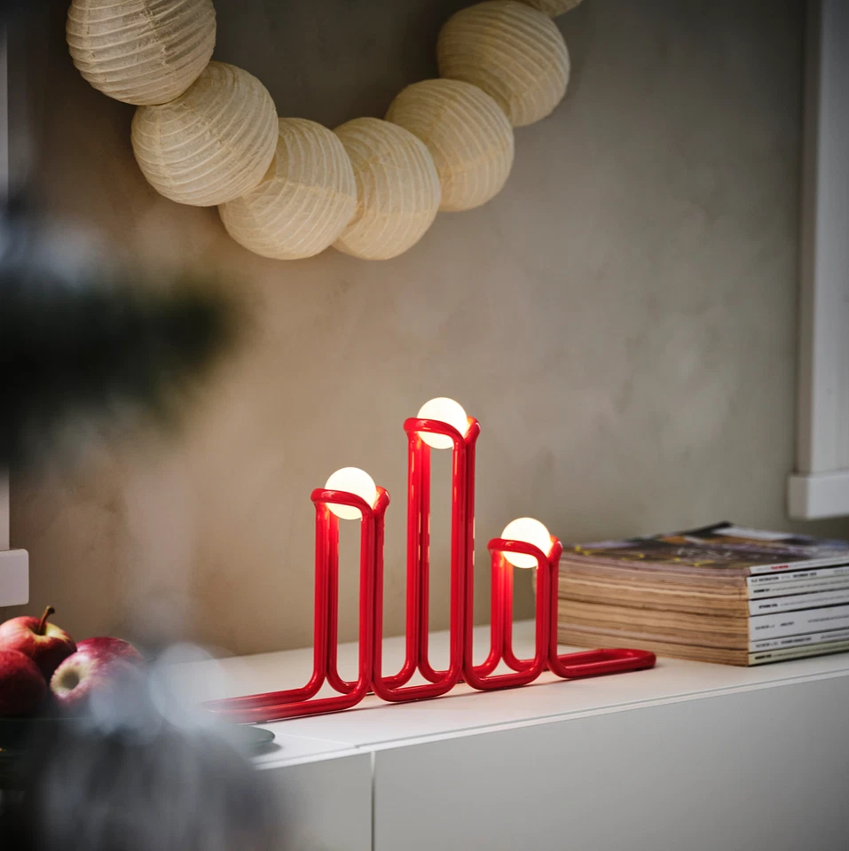 IKEA Gustaf Westman Vinterfint Beam LED Candelabra Lamp Metal Red Limited NEW - Image 3 of 4