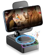 Adjustable Cell Phone Stand with Wireless Induction Bluetooth Speaker, HD Sur...