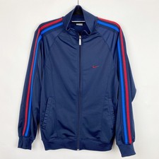 Vintage Nike Track Jacket Navy Blue Red Blue Stripe Mens Full Zip Size Small