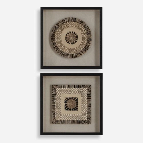 Uttermost 04367 Intertwine 24" x 24" Framed Shadow Boxes - Set of - Beige - Picture 1 of 6