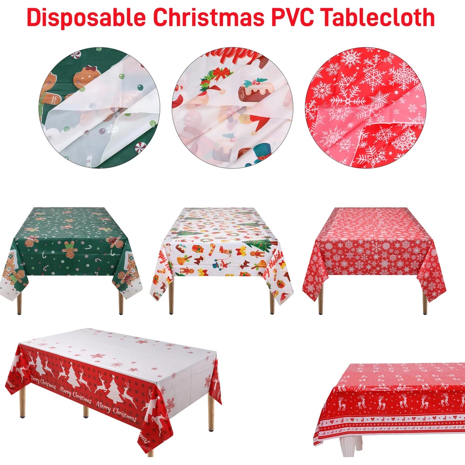 WEDDECOR Disposable Plastic Tablecloth Waterproof Table Cover Dining Table Christmas Xmas