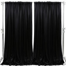 10x10FT Photo Stage Backdrop 2 Panels Curtains Drapes Photography Black