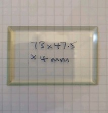 BEVELLED CARRIAGE CLOCK GLASS  73 MM X 47.5 MM X 4 MM - OTHER SIZES AVAILABLE