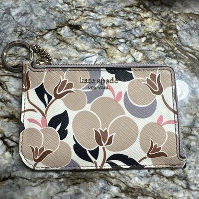 Kate Spade New York Floral Zip-Around Card Wallet with Key Ring, Multi-Color