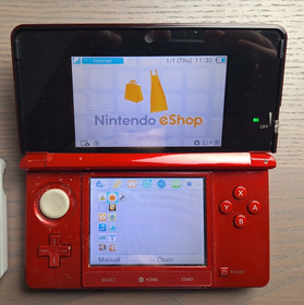 Nintendo 3DS Flare Red Region Free Console 128GB Tested w/ Charger & Stylus