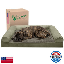 Furhaven Orthopedic Dog Bed, Large, Removable Bolster, Washable Cover - Dark Sag