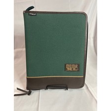Mead Five Star XL Zipper Binder Forest Green Brown Canvas 3 Ring Organizer Vtg