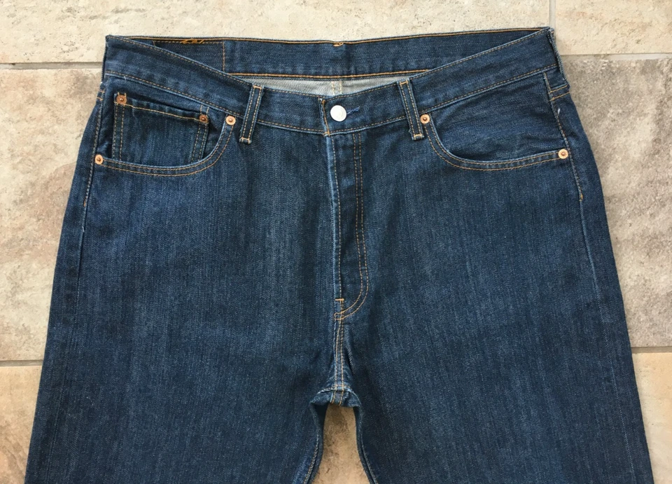 Mens Levi's 501 Regular Straight Big E Dark Navy Premium Denim Jeans - W36 L32, photo 4 of 5