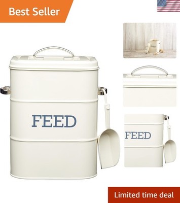 Living Nostalgia Pet Food Storage Tin with Metal Scoop, Dog Food Bin, Dry Ani...