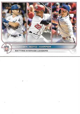 Juan Soto / Turner / Harper NL Batting Average Leaders 2022 Topps #59