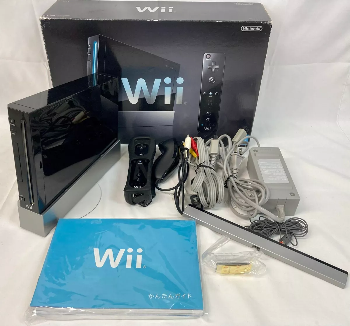 Nintendo Wii RVL-S-KJ Kuro Game Console Full Box Tested Very Good