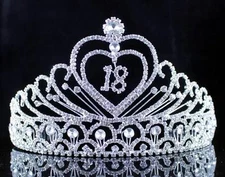 EIGHTEEN YEARS OLD 18 BIRTHDAY PARTY RHINESTONE TIARA CROWN HAIR COMBS T2305