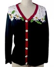 EUC Vintage Storybook Knits “Daisy Cottage” LS Black White Sweater Medium Gift — photo 3