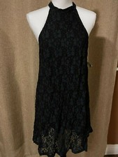 Minkpink Womens Halter Navy Blue Lace Dress Lined Size Medium Gently Used