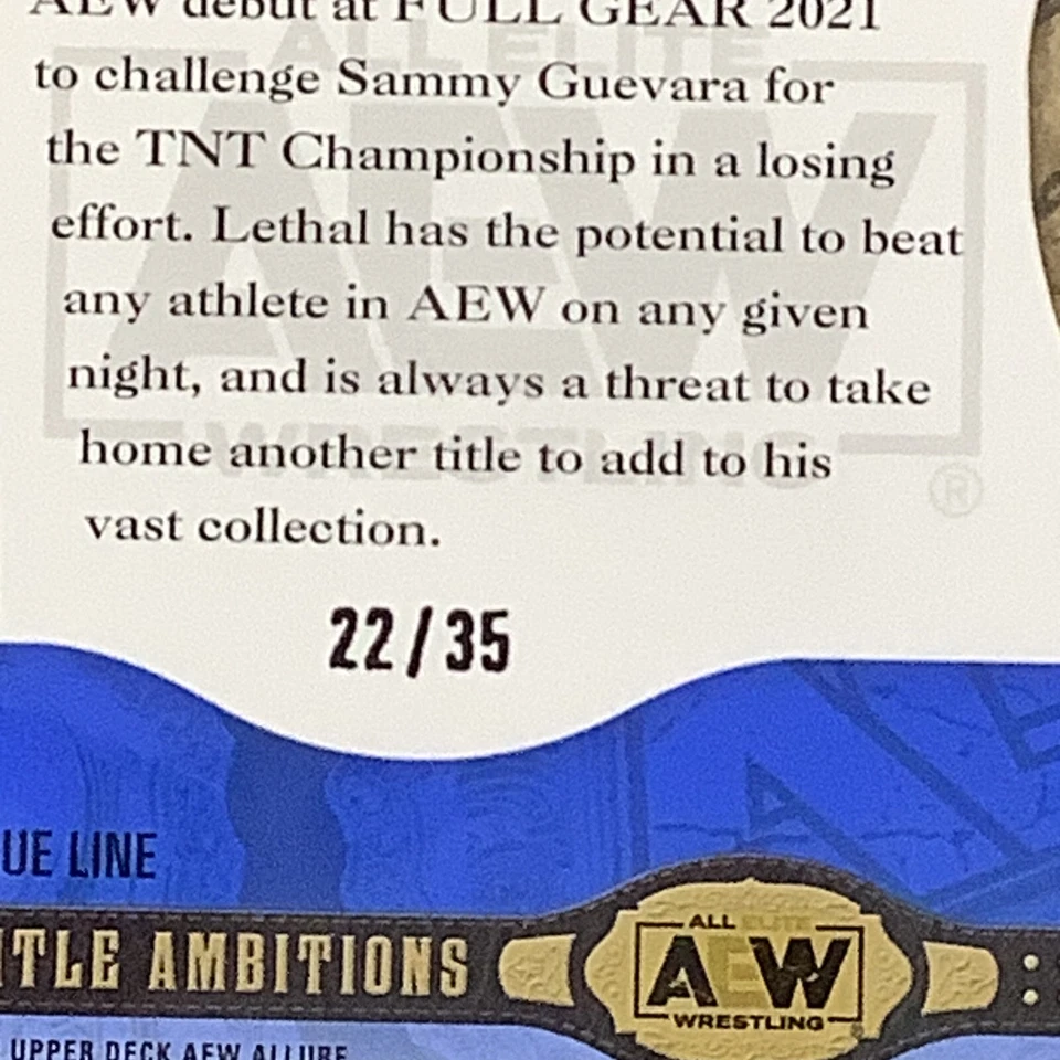 Jay Lethal 2023 Upper Deck Allure Blue Line /35 AEW #TA-33 Title Ambitions B12 - Image 3 of 3