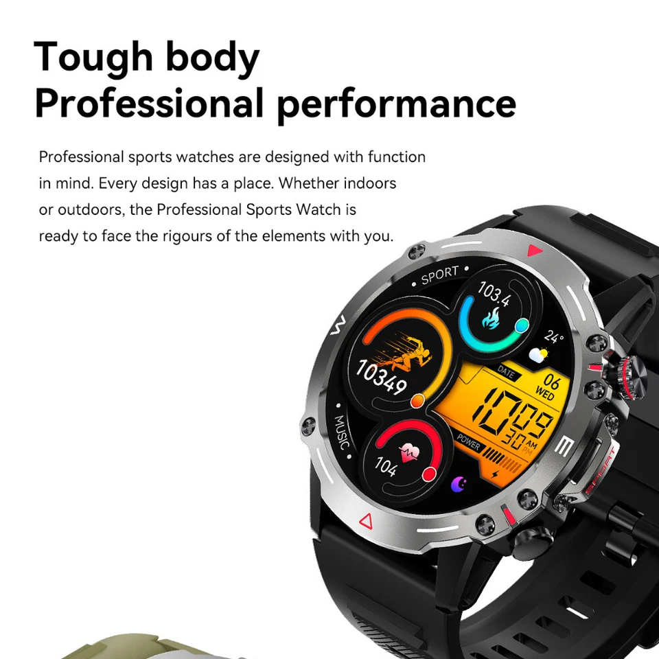 Military Rugged Smart Watch Heart Rate Blood Pressure Fitness Tracker Wristwatch - Image 4 of 4