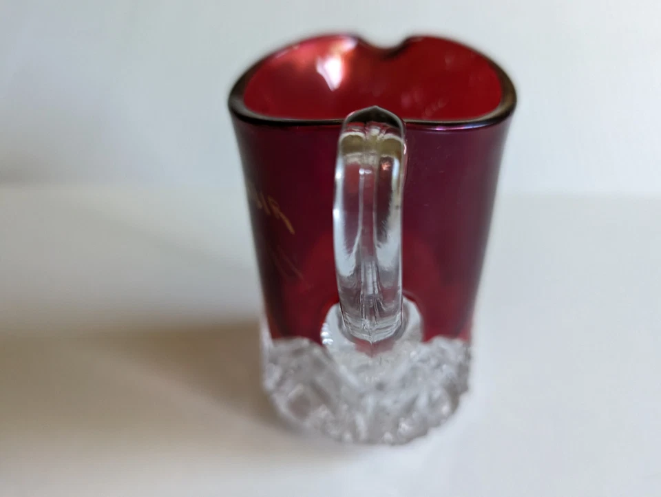 Vintage Ruby Red Flash Glass Creamer/Pitcher "Souvenir of Corning NY" - Image 3 of 4