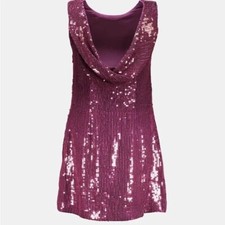 ALICE AND OLIVIA Kamryn Two Way Purple Cascading Cowl Back Sequin Dress Size 2