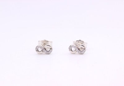 New Authentic PANDORA Sparkling Infinity Love Stud Earrings CZ