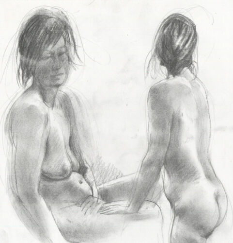 Contemporary Graphite Drawing - Studies of a Female Nude