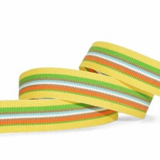 10yds Yellow Green Orange White Striped Grosgrain Ribbon 5/8"W
