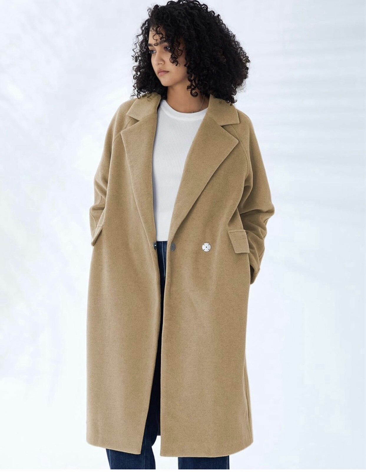 SDEER Winter Women's Casual Lapel Basic H-shaped Long Coat(Brown,M)