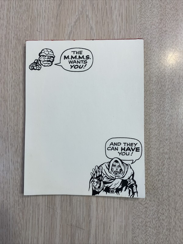 1965 MMMS WANTS YOU COMPLETE NOTEPAD ORIGINAL RARE DR. DOOM & THING MARVELMANIA