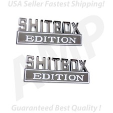 Shitbox Edition Emblem Chrome White Badges Fits Chevy Ford Car Truck